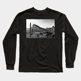 Cactus In The Sun In Black And White Long Sleeve T-Shirt